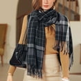 thumbnail image 5 of Prolriy Scarf for Women Autumn and Winter Colorful Plaid Shawl Thickening Warm Fringe Scarf Womens Scarf Black, 5 of 8