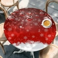 thumbnail image 3 of Christmas Snowflake Table Cloth, Round Fitted Tablecloths with Elastic Edge, Winter Modern Xmas Balls Red Wipeable Waterproof Table Cover for Kitchen Wedding 36-44 Inches, 3 of 4