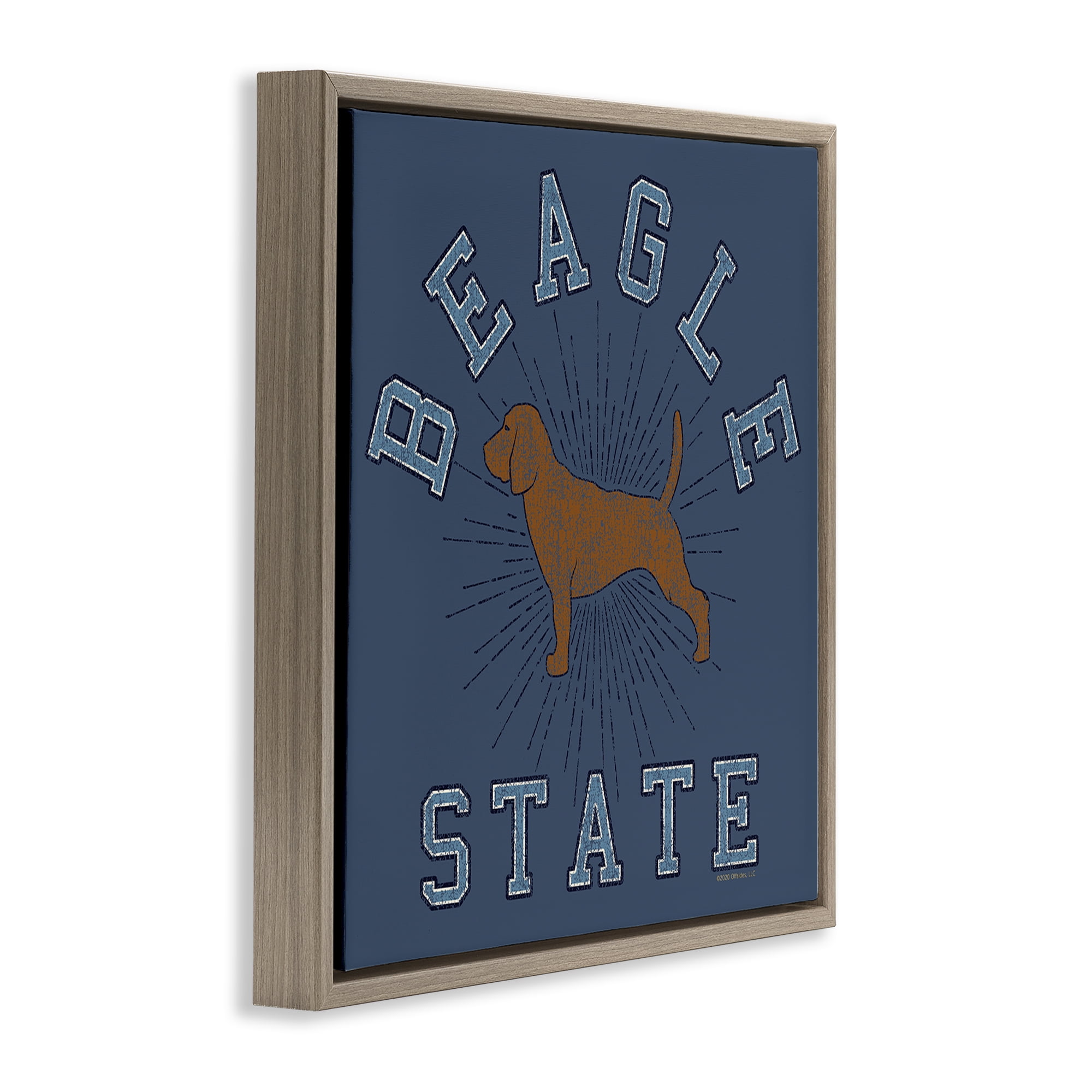 Stupell Industries Vintage Beagle State Novelty & Humor Painting Brown Floater Framed Canvas Art Print Wall Art, 25 x 25