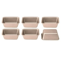 Mini Rectangular Cake Pan Set – 6-Piece Non-Stick Bread Loaf Mold for Baking, Toast, Sandwich & Desserts | Carbon Steel, Champagne Gold 4.06x2.84x1.57in