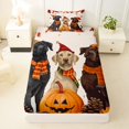 thumbnail image 3 of Homewish Vintage Halloween Dog Twin Sheets,Autumn Pumpkin Lantern Bedding,Cream,3-Piece,1 Fitted Sheet and 1 Pillowcase, 3 of 6