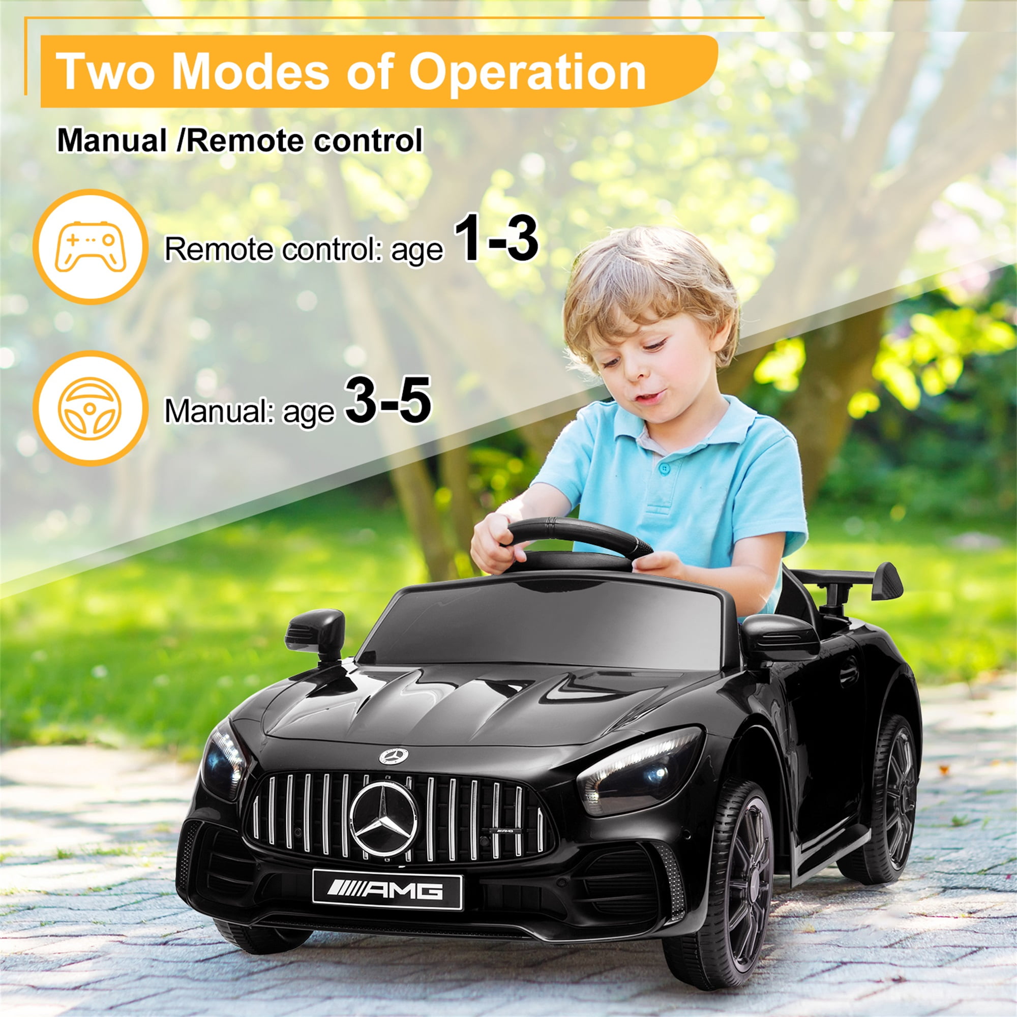 CIPACHO Electric Cars for Kids, 12V Battery Powered Ride On Car with Remote Control, LED Lights, MP3 Player, 3 Speeds, Best Gift for Boy, Girls, Black