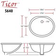 thumbnail image 2 of 19 1/2" Ticor S640 Belfast Series Ceramic Undermount Oval Vanity Sink, 2 of 5