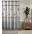 thumbnail image 4 of Serafina Home Hotel Quality Fabric Bathroom Shower Curtain: Farmhouse Floral Bordered Damask - Light Blue, Beige, and Grey (72 x 70 inches), 4 of 9