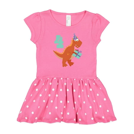 

Inktastic 4th Birthday Dinosaur Gift Toddler Girl Dress