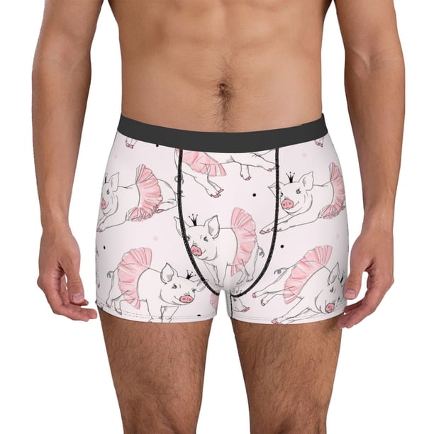 Fotbe Cute Piggy Ballerina Calzoncillos Tipo Boxer con Bolsa de Soporte Total para Hombre, X-Temp Fresco, Transpirable y de Secado Rápido-Small