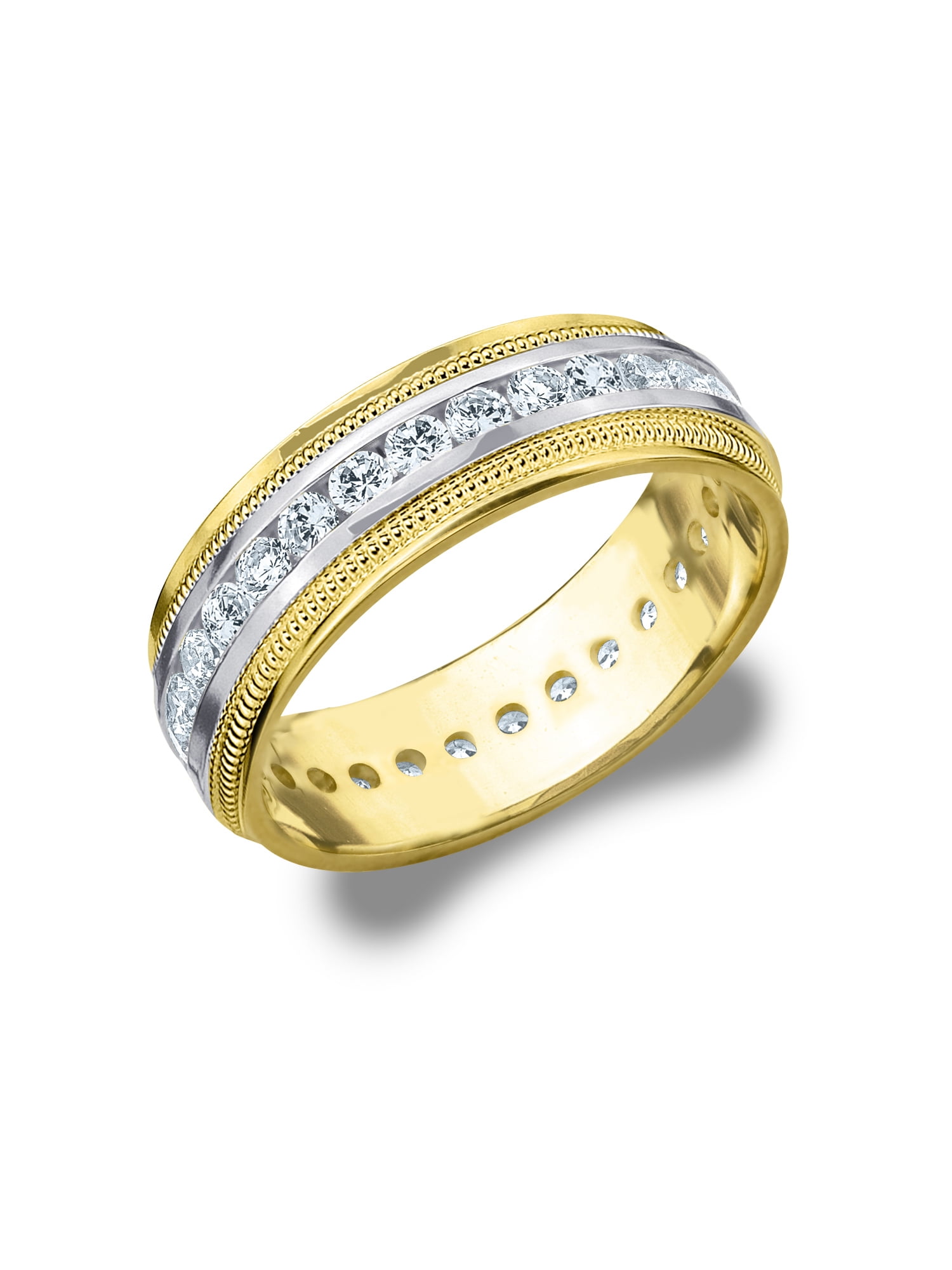 1.0 CTTW Diamond Men's Wedding Band in Two Tone Gold, 1 Carat Diamond