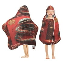 BZSMCE Towels Kids Hooded Beach Towel Red Bloom Snake Pool Bath Towel Soft
