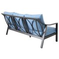 thumbnail image 5 of Benjara Noe 79 Inch Aluminum Patio Outdoor Sofa, Sloped Arms, Dark Black, Blue, 5 of 6