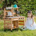 thumbnail image 3 of Robud Play Kitchen for Kids, Outdoor Wooden Kids Mud Kitchen Set with Removable Sink, Planting Cup, Oven, Chalkboard, Utensils & Storage, Outdoor Playset for Ages 3+, Green, 3 of 10