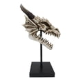 thumbnail image 4 of Ferocious Terra Bone Dragon Head Skull On Museum Pole Stand Display Figurine 12", 4 of 8