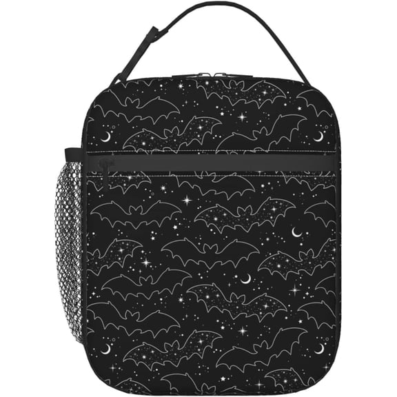 Black Bats Insulated Lunch Bag, Lunch Box for Office Travel, Lunch Bag for Men and Women