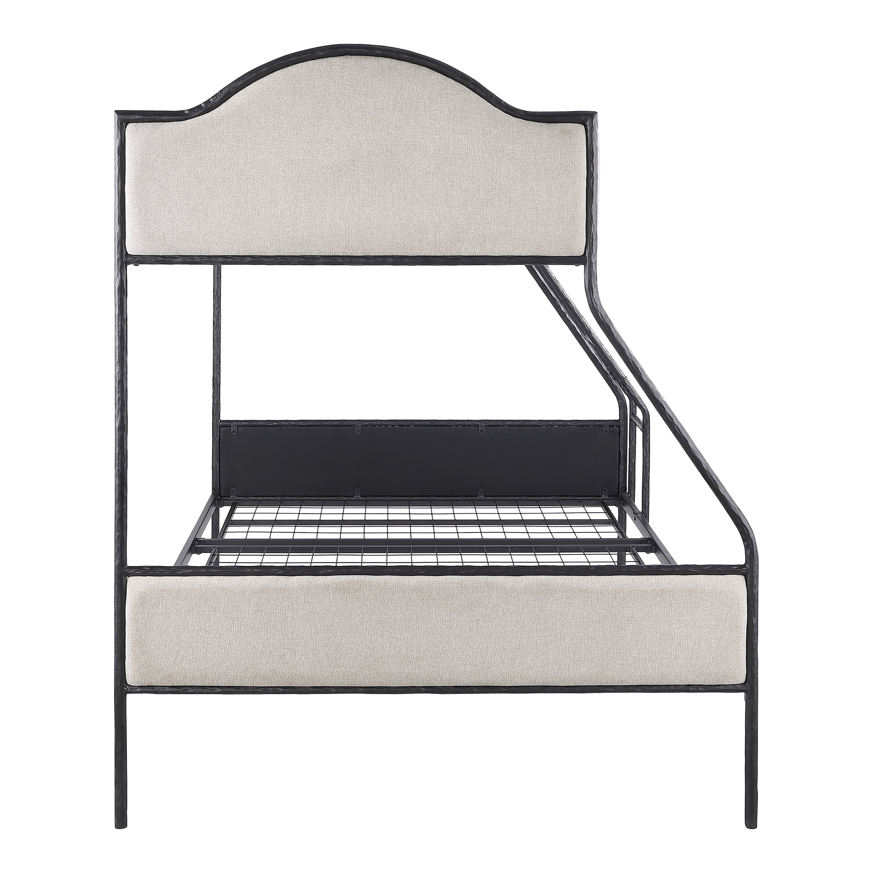 Furniture of America Rima Modern Kids Metal Twin over Full Bunk Bed with Reversible Ladder, Black