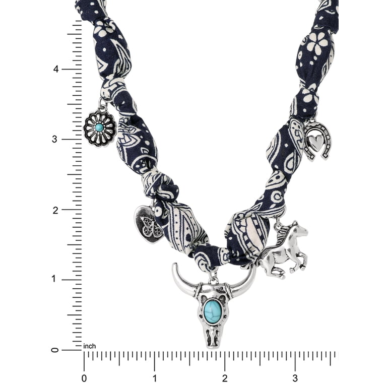 アクセサリー simpson6006 Jessica Simpson Women's Faux Turquoise Bandana Charm Necklace