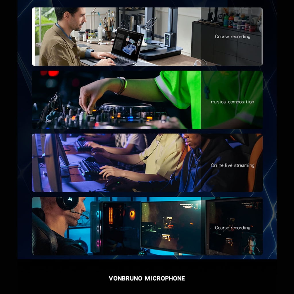USB Gaming Mic Dynamic RGB Lighting Noise Cancelling For Streaming Podcasts