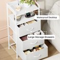 thumbnail image 6 of Eunos White Small Nightstand with Charging Station, 3 Fabric Drawer Dresser for Bedroom with LED and Handle, 6 of 8