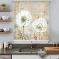 thumbnail image 4 of White Flowers Semi Sheer Curtains Drapes for Living Room,Bedroom,French Doors Window 84 Inches Long,Vintage Floral Butterfly Farmhouse Beige Rod Pocket Chiffon Curtain Drapery Voile Draperies Panel, 4 of 8