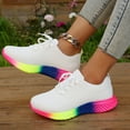 thumbnail image 5 of NOKIO Fashion Sneakers for Women Breathable Knit Sneakers with Rainbow Sole, Lightweight Walking Shoes Casual Running Shoes Streetwear Footwear Outdoor 𝖫a𝖼e Up Sports Shoes, 5 of 7