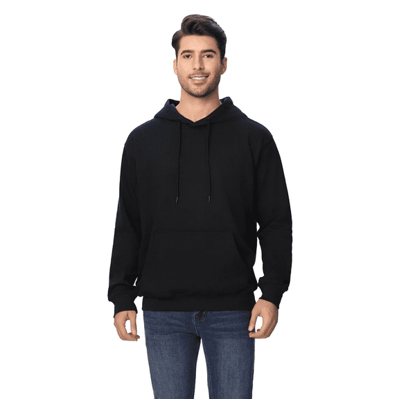 Zfeel Men's Hoodie Sweatshirt, Long Sleeve Cotton and Poly Blend Pullover Hoodie, Black Color, S