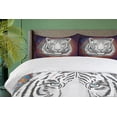 thumbnail image 4 of Ambesonne Animal Duvet Cover Sets, Tiger from Outer Space, 2-Queen, Brown White and Black, 4 of 7