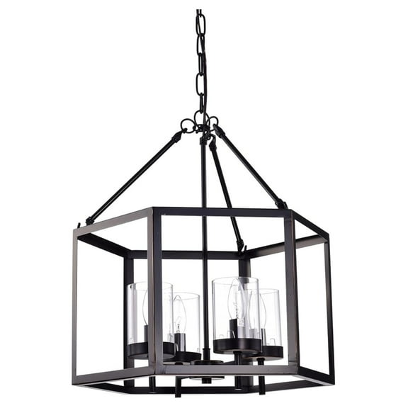 4-Light Fixture, Industrial Farmhouse Lantern Pendant Light Hexagon Cage, Oil Rubbed Bronze Lantern Chandelier Hanging for Kitchen Island Foyer Entryway Bedroom