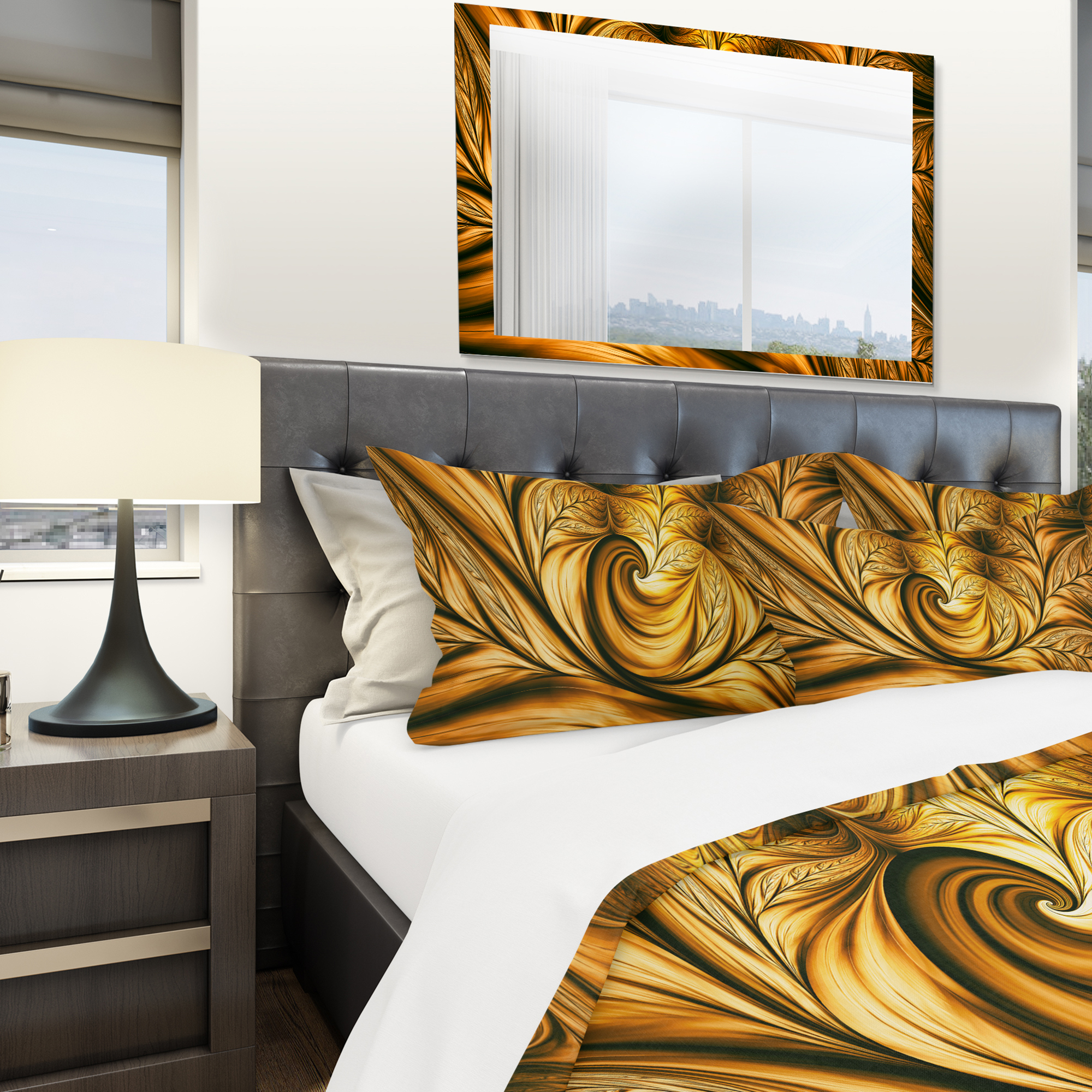 Designart 'Golden Dream Abstract' Modern & Contemporary Duvet Cover Set