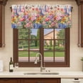 thumbnail image 6 of Red Pink Flowers Curtain Valances for Windows, Kitchen Valance Window Treatments Panel 2 Pack, Spring Lavender Pastoral Botanical Rod Pocket Short Curtains for Bathroom Bedroom 42 x 12 Inch, 6 of 8