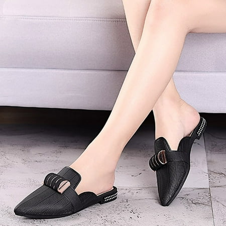 

Tangnade House Slippers for Women Outdoor Pointed Toe Slippers Casual Beach Walk Shoes Square Heel Slippers