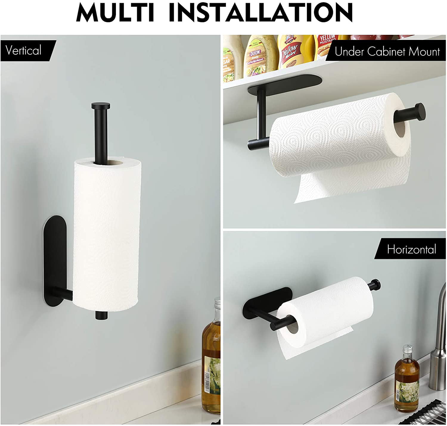 KES Kitchen Roll Holder Under Cabinet Paper Towel Holder Self Adhesive Kitchen Roll Dispenser Wall Mounted SUS304 Stainless Steel Brushed Finish A7170S30-2 
