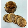 thumbnail image 4 of Natural Wooden Art Beautiful Wood Coaster Lotus Plate for Tea/Coffee for Office (Set of 6) Handmade Gift Item, 4 of 5