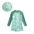 thumbnail image 1 of TBWNWG Boys Long Sleeve Rash Guard Swimsuit With Matching Swim Cap Dinosaur Print Design For Beach Pool Water Activities, 1 of 9