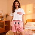 thumbnail image 2 of Estilo de Verano Conjunto de Ropa de Dormir para las Mujeres de Manga Corta Tops Y Pantalones Cortos 2 Piezas de Pijamas, Suelto Elástico de la Cintura de la Moda Conjunto para el Hogar Casual, 2 of 9