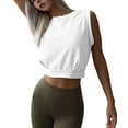 thumbnail image 2 of Crop Top Athletic Shirts for Women Cute Sleeveless Yoga Tops Running Gym Cotton White XL, 2 of 7