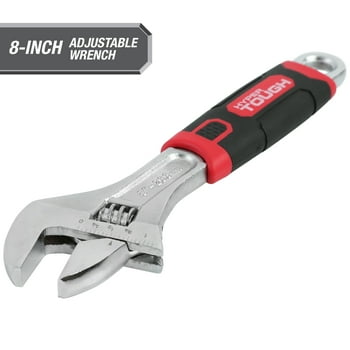 Hyper Tough 8-inch Adjustable Wrench with Ergonomic Comfort Grip, Red