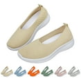 thumbnail image 2 of XIMIN Women's Woven Orthopedic Breathable Comfortable Walking Sneakers with Arch Support Wide Fit Slip on Tenis Comfy Work Slip Ins Loafers Soft Foam Footwear (7.5, Beige), 2 of 8