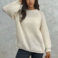 thumbnail image 5 of QUNYINEY Solid Sweater for Women Pullover Crew Neck White Cable Knit Tops Long Sleeve Casual Regular Sweaters, 5 of 5