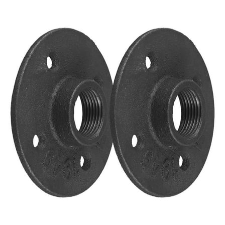 3/4" Black Painted Floor Flange 2 Pack 4 Bolts Iron Pipe Flange With Threaded H