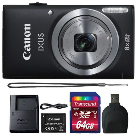 Canon Powershot Ixus 185 / ELPH 180 20MP Compact Digital Camera Black with 64GB Accessory Bundle