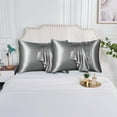 thumbnail image 2 of Grey Satin Pillowcase Set Of 2 Standard Size 50X75Cm Soft Smooth Pillow Cover For Hair Skin Care Envelope Closure Polyester Pillow Case Hypoallergenic Bedding Accessories 19.69X29.53 Inche, 2 of 9