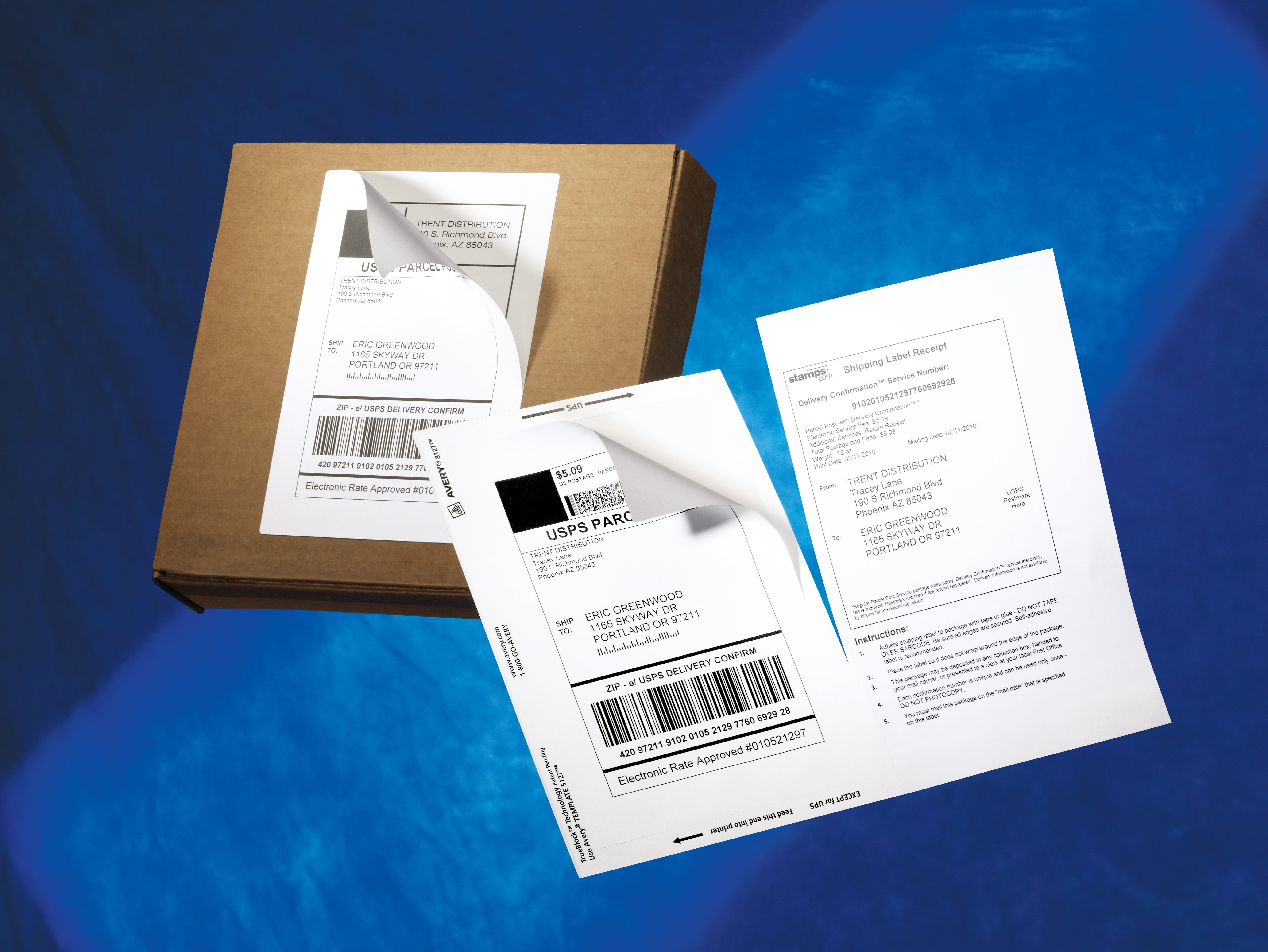 (2 pack) Avery Shipping Labels w/Paper Receipts and TrueBlock Technology for Inkjet Printers 5-1/16 x 7-5/8, Pack of 25 (8127)