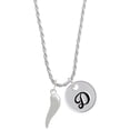 thumbnail image 1 of Delight Jewelry Good Luck Italian Horn Silvertone Script Initial Disc - D - Charm Necklace, 20"+3", 1 of 4