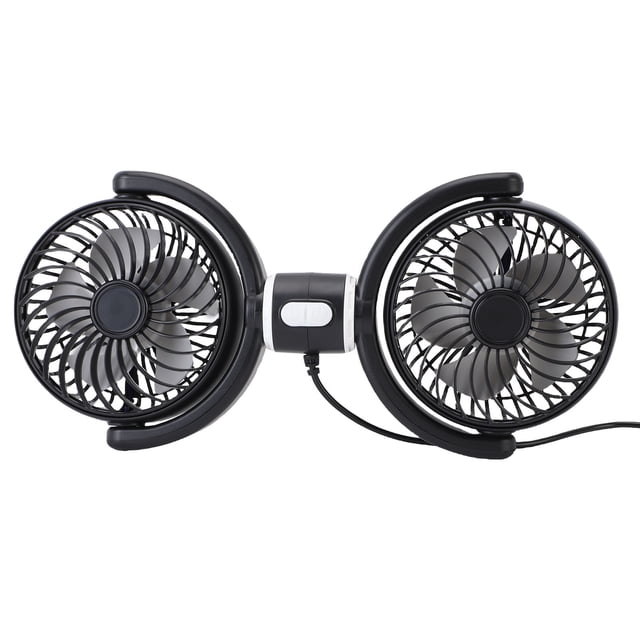 Ventilador De Coche De Doble Cabezal, Potente Viento ABS PP USB Ventilador De Refrigeración Del Asiento Trasero Del Coche De Bajo Consumo Para Exteriores