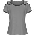 thumbnail image 3 of Xuboway cold shoulder eyelet tops for women plus size sexy V Neck T Shirts Basic summer Tees western cruise outfits country concert tunics tops to wear with leggings, 3 of 3