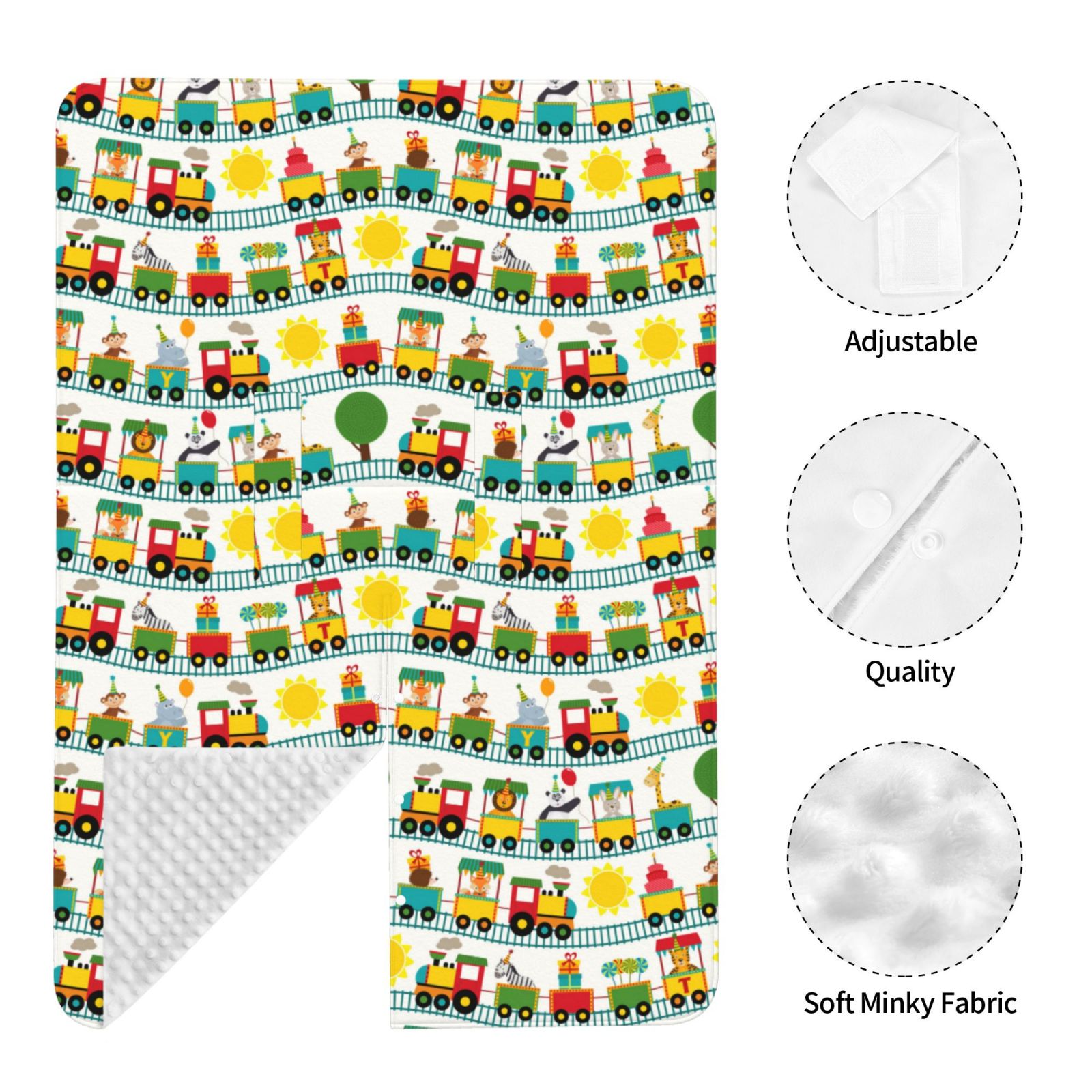 Naloa Train With Animals Baby Car Seat Cover, Breathable Baby Carrier Cover, Multiuse Baby Carrier Cover & Nursing Breastfeeding Cover