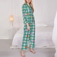 thumbnail image 3 of Honeii Starfish On Checkered Background print Women's Pajama Sets Long Sleeve Button Down Sleepwear Nightwear Soft Pjs Lounge Sets-XX-Large, 3 of 7