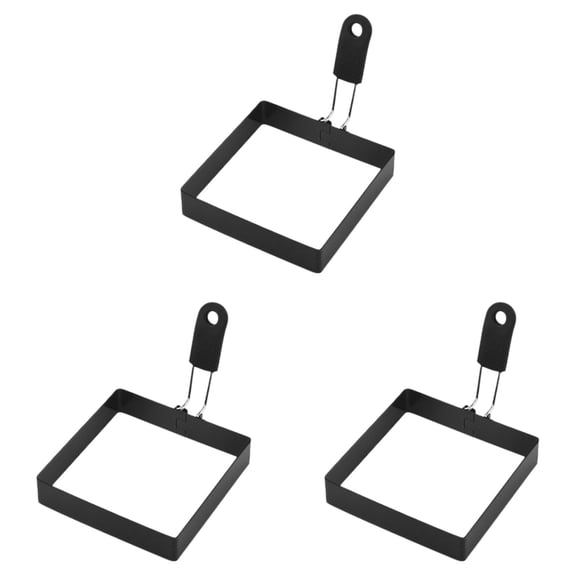 3 Packs 4 Inch Square Pancake Ring for Griddle, Rectangle 4" Pancake Rings Egg Ring Maker,Non-stick Stainless Steel Muffin Ring Crumpet Ring Omelet Griddle Ring Pancake Shaper with Silicone Handle
