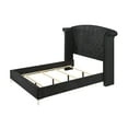 thumbnail image 3 of Modern Glamourous Style 5pc Queen Size Bed Dresser Mirror Nightstands Bedroom Set Black Velvet Upholstery Furniture, 3 of 7