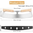 thumbnail image 4 of One Cortador de pizza basculante, doble mango de madera Cortador de pizza, cortador de pizza de acero inoxidable, con cubierta protectora, adecuado para cortar pizza, 4 of 5