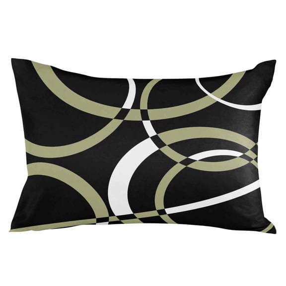 Outdoor Waterproof Throw Pillow Covers Set of 2 Sage Green Black Geometric Circle Pillowcases Lumbar Outdoor Pillows Cushion Case 20x12 Inch Modern Abstract Lines Patio Pillows for Couch Sofa Bed