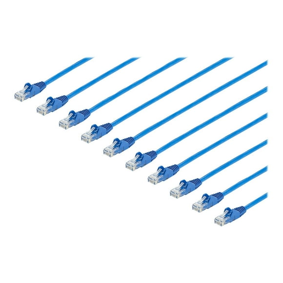 StarTech.com 6ft CAT6 Ethernet Cable, 10 Gigabit Snagless RJ45 650MHz 100W PoE Patch Cord, CAT 6 10GbE UTP Network Cable w/Strain Relief, Blue, Fluke Tested/UL Certified Wiring, 10 Pack - Category 6, 24AWG, TIA (N6PATCH6BL10PK) - Patch cable - RJ-45 (M) to RJ-45 (M) - 6 ft - UTP - CAT 6 - snagless - blue (pack of 10)